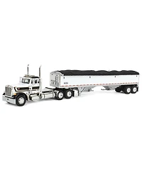 First Gear 1/64 White Black Peterbilt 379 Day Cab w/ White Wilson Grain Trailer Dcp