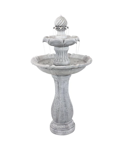 Sunnydaze Decor 45" H Outdoor Arcade 2-Tier Solar Water Fountain with Battery Backup and Led Light