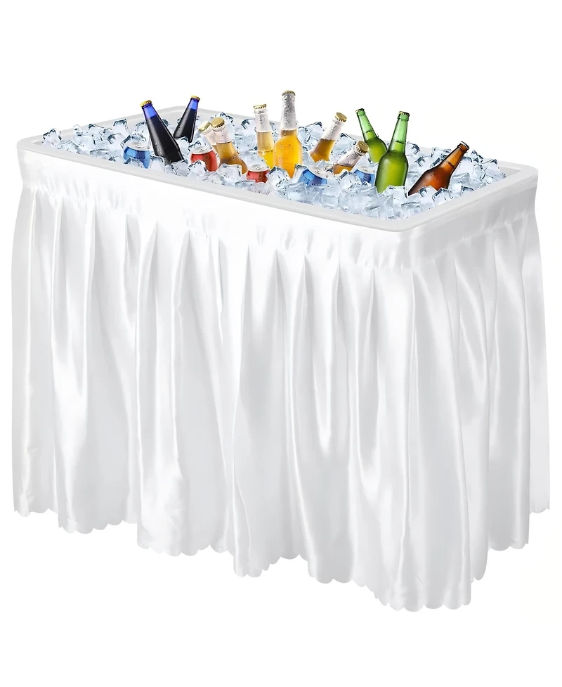 Sugift Portable Ice Cooler Table with Drain, Skirt & Handle, 440LBS Capacity