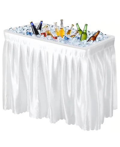 Sugift Portable Ice Cooler Table with Drain, Skirt & Handle, 440LBS Capacity