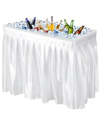 Sugift Portable Ice Cooler Table with Drain, Skirt & Handle, 440LBS Capacity