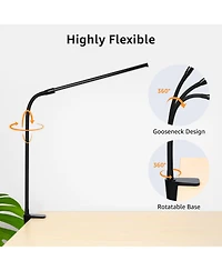 Lepro Clip-on Led Desk Lamp, Dimmable Usb-Powered with 3 Color Modes 10 Brightness, 360°Adjustable Gooseneck