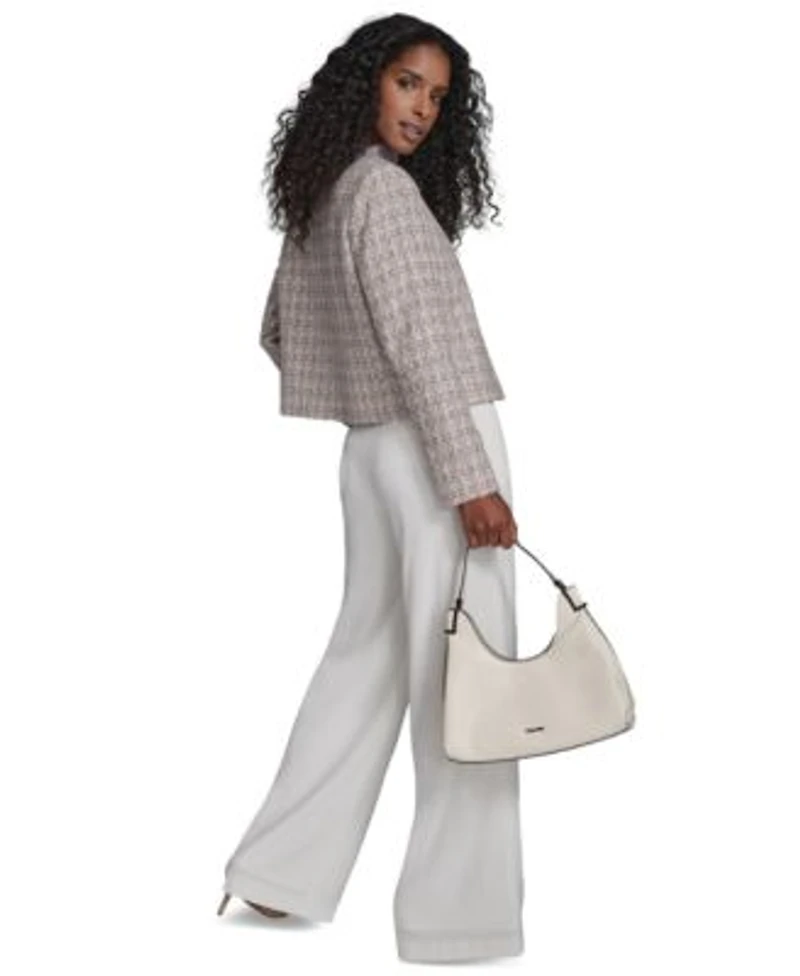 Calvin Klein Womens Tweed Open Front Jacket Wide Leg Pants