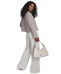 Calvin Klein Womens Tweed Open Front Jacket Wide Leg Pants
