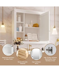 Slickblue Wall-Mount Storage Cabinet with Mirror and 6 Open Shelves for Bathroom