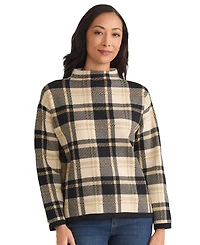 Jones New York Petite Plaid Long Sleeve Sweater