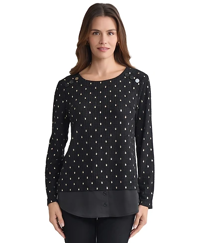 Jones New York Petite Long Sleeve Top