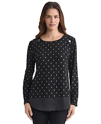 Jones New York Petite Long Sleeve Top