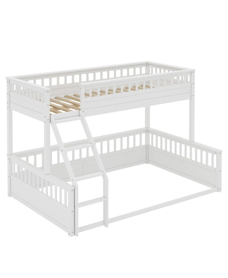 Streamdale Furniture Twin Xl over Queen Bunk Bed with Ladder and Guardrails White