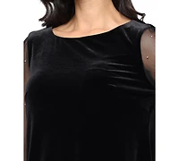 Alex Evenings Women's 3/4-Sleeve Velvet Blouse