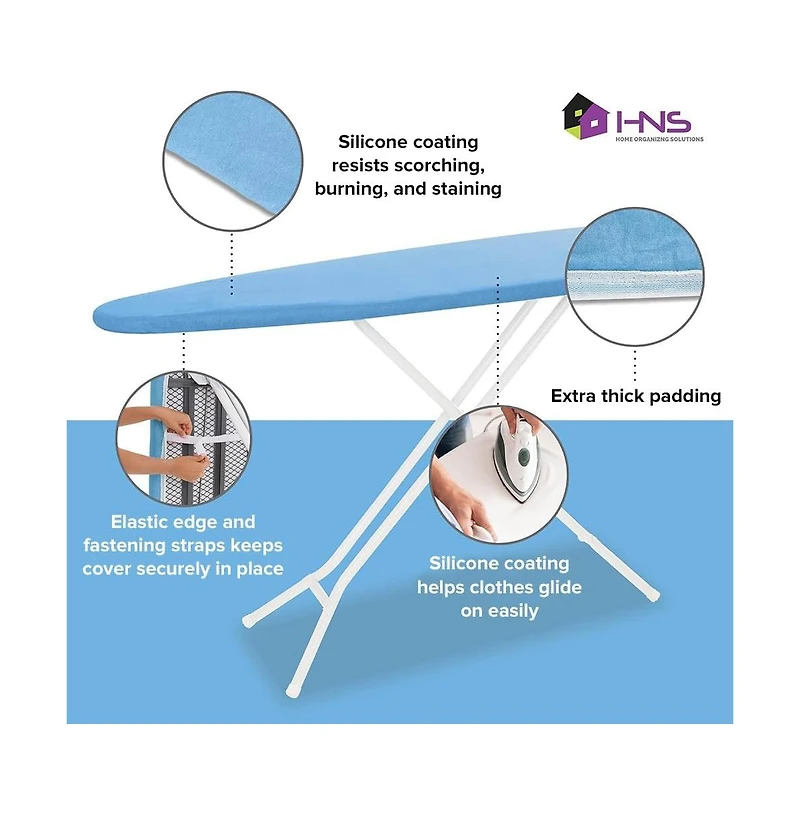 Florida Brands Ironing Board Cover and Pad - 15" x 54" Large Fits All Standard Sizes Heat Reflective Iron