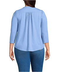 Lands' End Women's Plus 3/4 Sleeve Lightweight Jersey Embellished Top