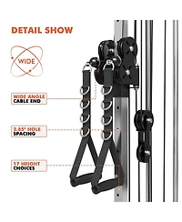 Mikolo Wall Mount Cable Station, Crossover Machine with 18 Positions Dual Pulley System for Home Gym Fitness Equipment