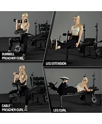 Mikolo 8 in 1 Olympic Weight Bench Set with Leg Extension and Leg Curl, Multi-Function Bench Press Set with Preacher Curl Pad and Chest Fly, Full-Body