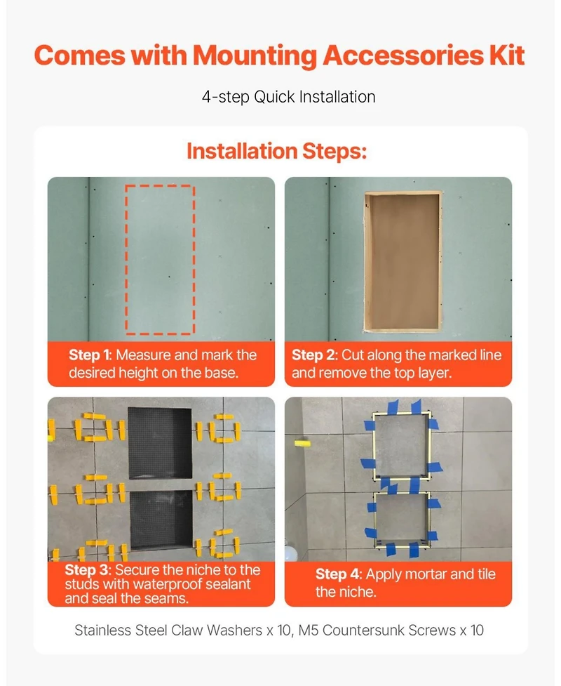 Slickblue Bathroom Recessed Divider Shelf for Shower Wall Storage and Essentials
