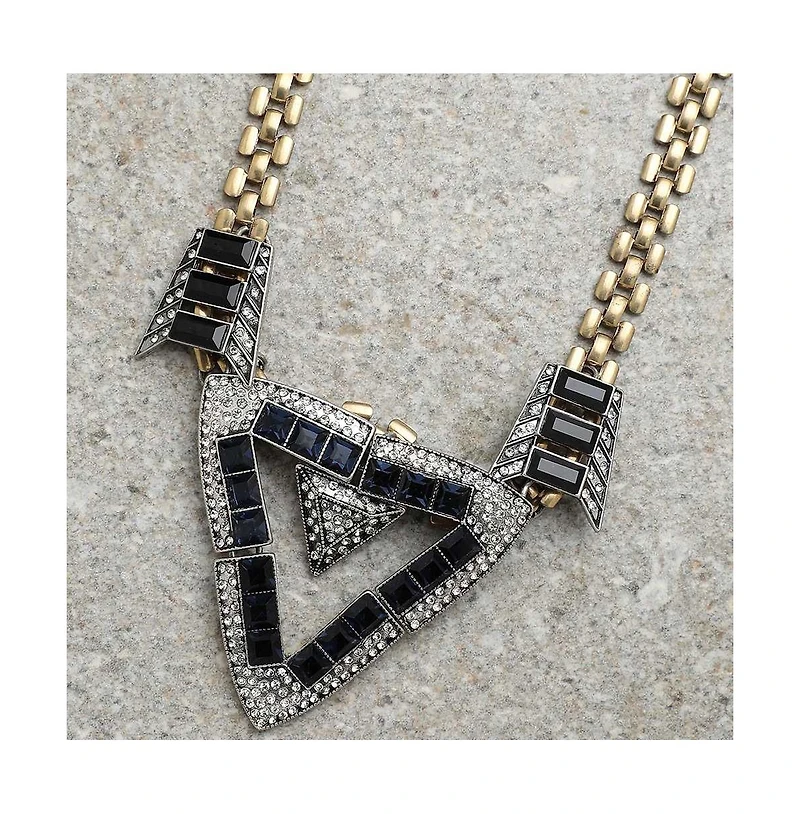 Sohi Women's Black Geometric Collar Necklace