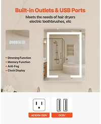 Slickblue Wall-Mount Medicine Cabinet with Lights and 2-Side Mirrors