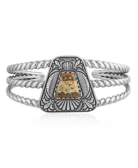 American West Jewelry Sterling Silver Picture Jasper Trapezoid Cuff Bracelet, Large