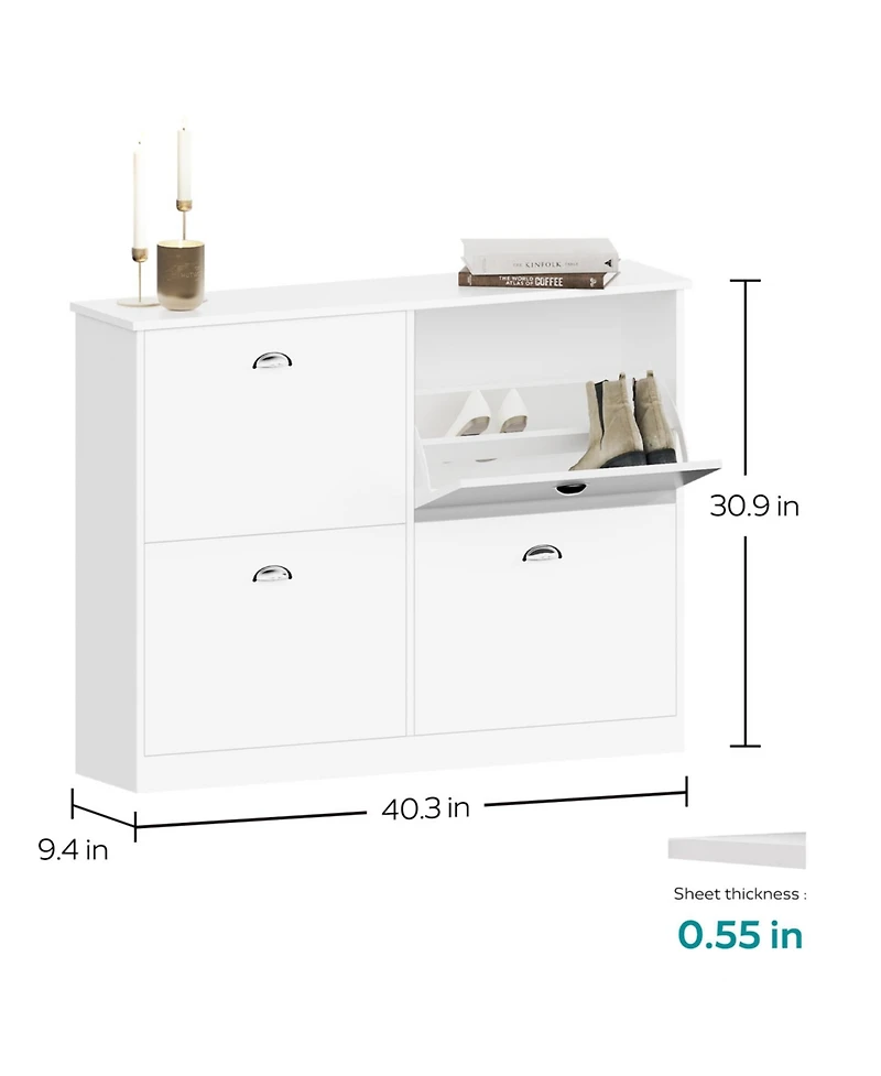 Streamdale Furniture Slim 4-Drawer Shoe Cabinet (White)