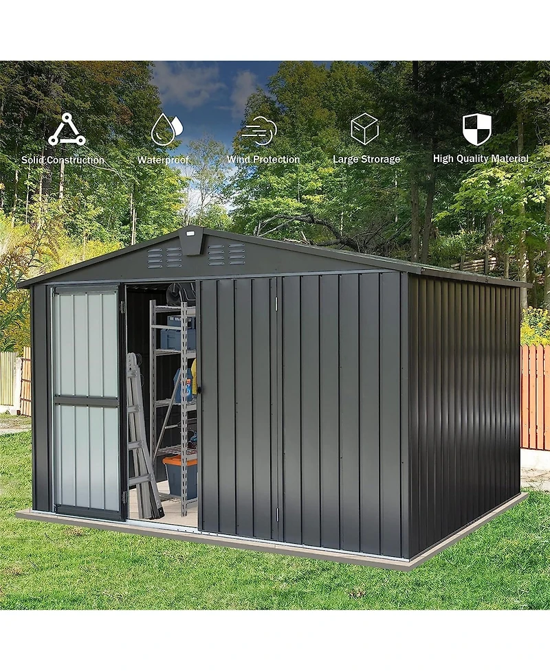 Clihome 8-ft x 10-ft Galvanized steel Storage Shed