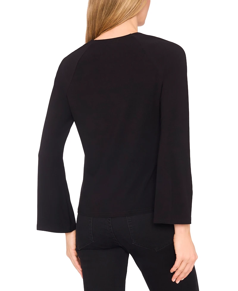 CeCe Women's Imitation Pearl Bow Long-Sleeve Knit Top