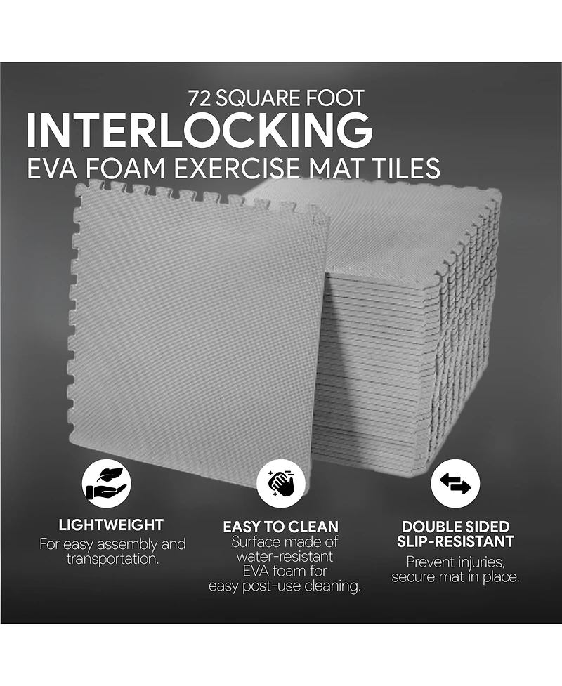 Everyday Essentials BalanceFrom Fitness 72 Sq Ft Interlocking Eva Foam Exercise Mat Tiles
