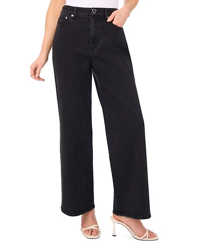 CeCe Women's Mid Rise Wide Leg Classic Jeans