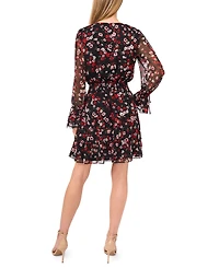 CeCe Women's Long Balloon Sleeve Short Dress