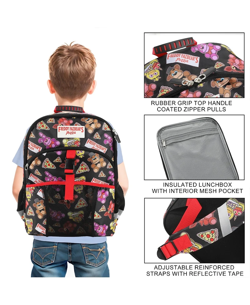 Five Nights at Freddy's 2-Piece 16" Youth Premium Backpack & Lunch Kit Set For School Boys And Girls