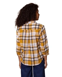 Celtic & Co. Women's Peter Pan Collar Checked Blouse