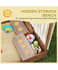 Qaba Kids Wooden box with Canopy Fully Cove, 56" x 40" x 52",