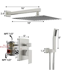 gaomon Bathroom Shower Faucet Set, 10 Inch Rainfall Shower Head With Handheld Combo, Wall Mounted Shower System Shower Fixtures With Pressure-Balanced