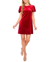 CeCe Women's Velvet Bubble-Sleeve Mini Dress