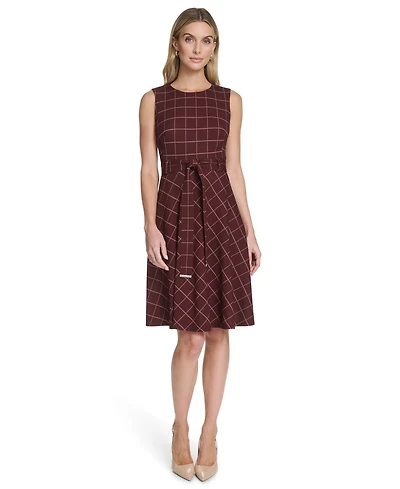 Calvin Klein Women's Belted Fit and Flare Short Dress