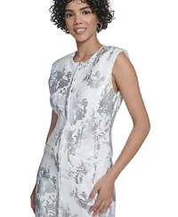 Calvin Klein Women's Sleeveless Foil Printed Sheath Dress