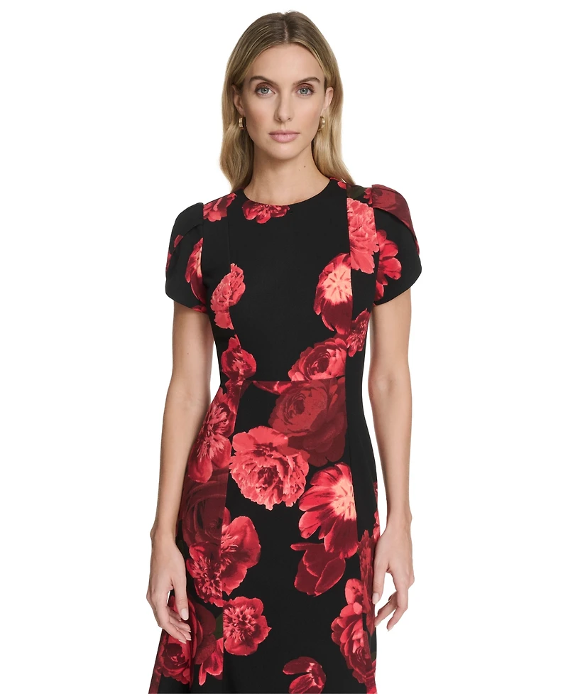 Calvin Klein Women's Printed Fit and Flare Midi Dress
