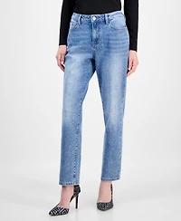 I.n.c. International Concepts Petite Embellished High-Rise Straight Jeans, Macy's Exclusive