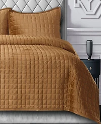 Tribeca Living Florence Velvet Solid Oversized Quilt Set