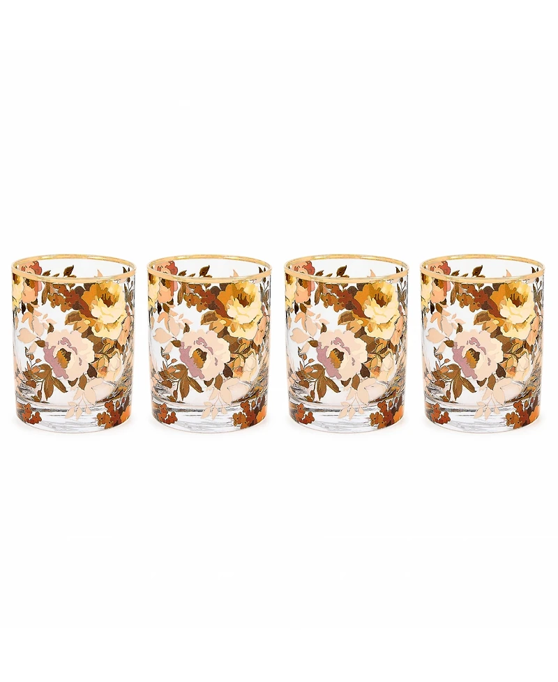 MacKenzie-Childs Wild Rose Tumbler Glasses, Set of 4