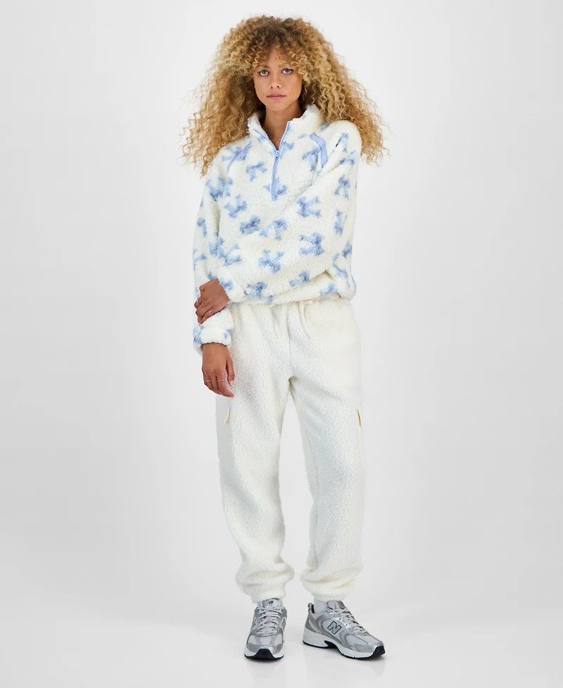 Hippie Rose Juniors' Sherpa Cargo Jogger Pants