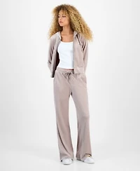 Hippie Rose Juniors Ribbed Velour Zip Up Hoodie Ribbed Velour Drawstring Pants