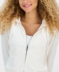 Hippie Rose Juniors' Ribbed Velour Zip-Up Hoodie