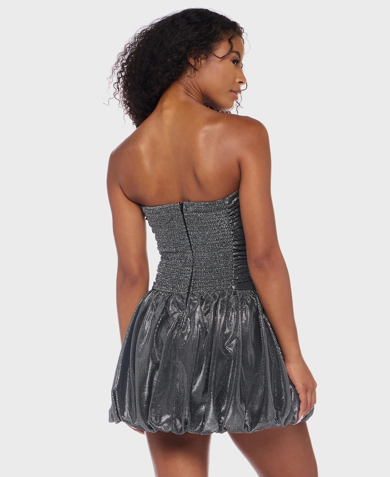 Alex & Sophia Juniors' Strapless Straight Neck Short Dress
