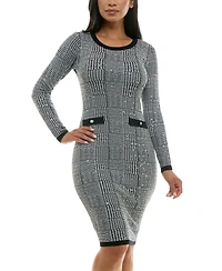 Bcx Juniors' Round-Neck Sequin-Embellished Sweater Dress
