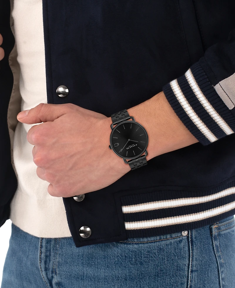 Coach Men's Elliot Ionic Plated Black Stainless Steel Bracelet Watch, 43mm