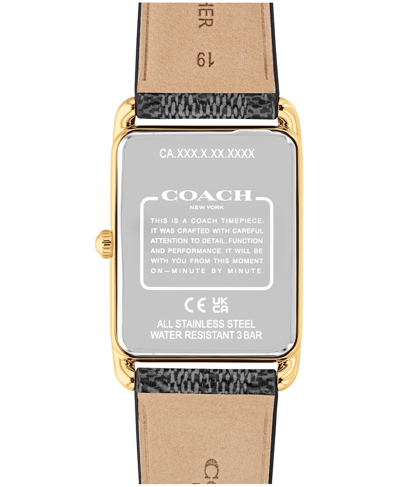 Coach Men's Elliot Black Leather Strap Watch, 32 x 36mm
