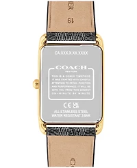 Coach Men's Elliot Black Leather Strap Watch, 32 x 36mm