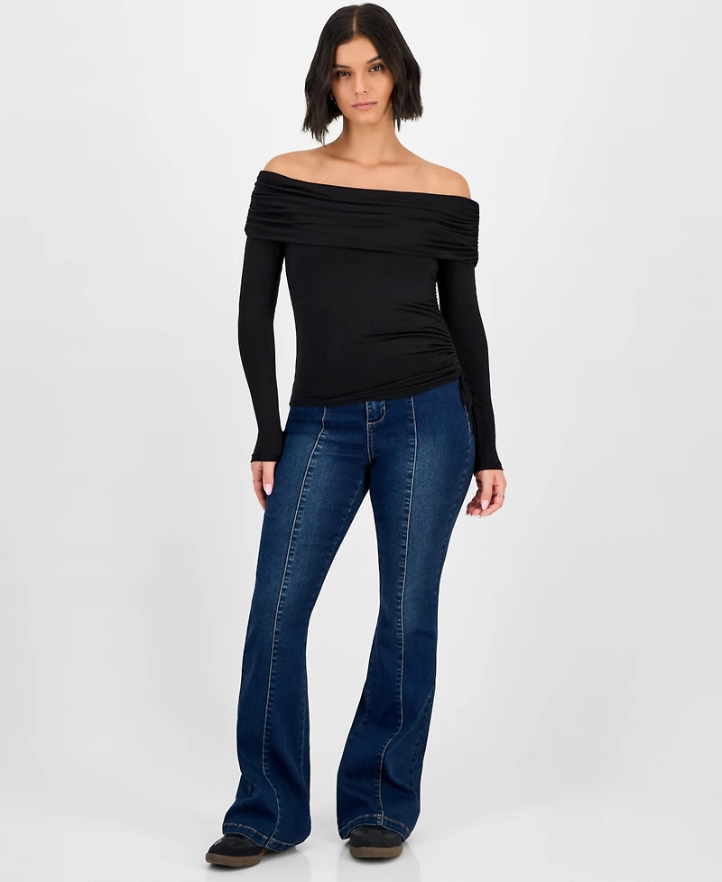 Ultra Flirt Juniors' Off-The-Shoulder Ruched Top