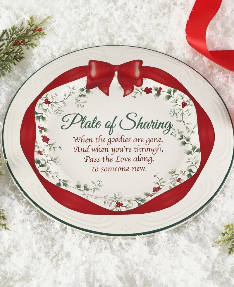 Winterberry Red Ribbon Sharing Plate