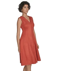 Calvin Klein Petite Scuba Suede Fit and Flare Dress